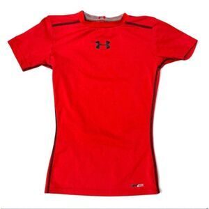 Youth Boys Under Armour Dry Fit Heatgear Fitted Sold Red Shirt - Sz S